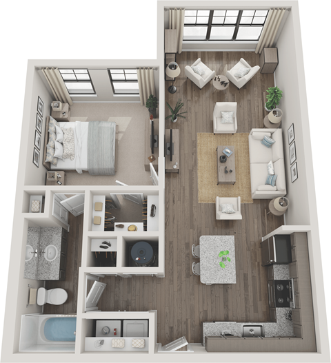 Floor plan for 1 bed, 1 bath, 793 sqft